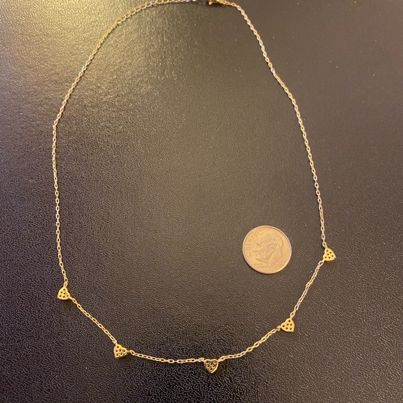 Valentine’s Day ❤️ Gold Flashed Dainty 5 Heart Cubic Zirconia Station Necklace - Picture 2 of 4